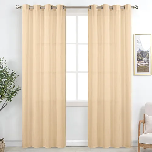 Vista 13 de BGment Cortinas cortas de lino transparente de 40 pulgadas para cafetería, con ojales, filtrado de luz, semitransparentes para ventanas pequeñas