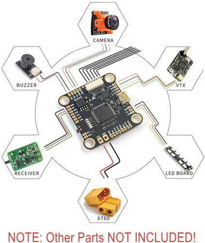 Vista 2 de Control de vuelo F405 Apoyo OSD Entrada 3-6S LIPO 12.6-25V para FPV RC Drone Quacopter
