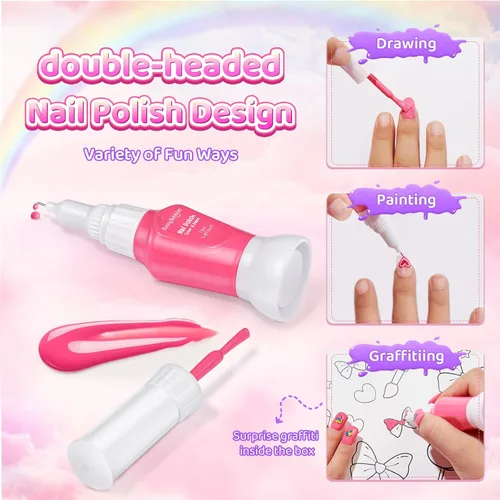 Vista 7 de Kit de esmalte de uñas para niñas de 7, 8, 9, 10, 11, 12 años, cosméticos, para fiestas de niñas de 7, 8, 9, 10, 11 y 12 años, manicura de gel BUNNY