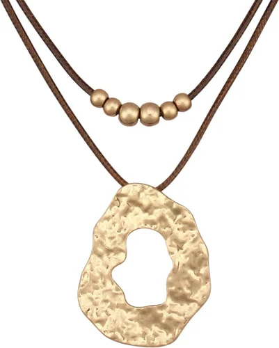 Vista 25 de Jeilwiy Collar de cuero para mujer, collar funky, gargantilla de cuerda con colgante, joyería de estilo bohemio