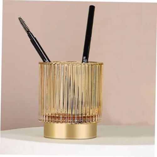 Vista 9 de Soporte para brochas de vidrio, organizador de maquillaje duradero para pinceles, bolígrafos, diseño elegante de taza para el hogar, almacenamiento