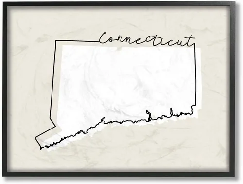 Vista 6 de Stupell Industries Connecticut Home State Map - Arte de pared con marco gris, diseño de mapa de estado neutro, 11 x 14, multicolor Stupell