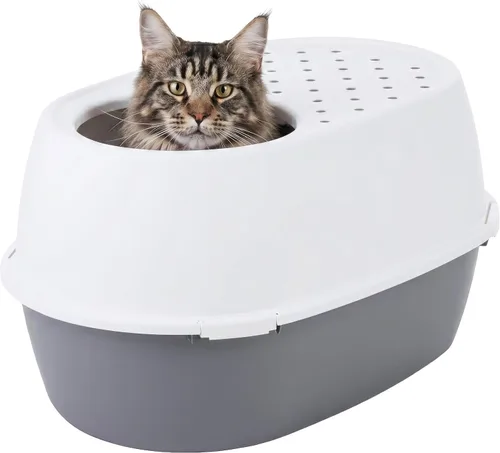 Vista 8 de IRIS USA Caja de arena XX-Large para gatos, caja de arena extragrande con parte superior abierta para gatos grandes y hogares con varios gatos