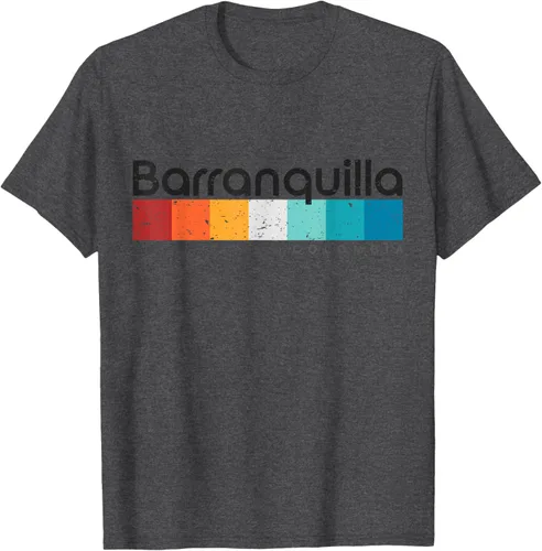 Vista 38 de Barranquilla Colombia - Camiseta de diseño vintage de estilo retro, Blanco, S