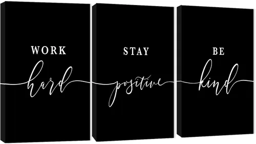 Vista 20 de Arte de pared motivacional de 3 paneles para oficina, citas inspiradoras, arte en lienzo para decoración de pared de oficina en casa, palabras
