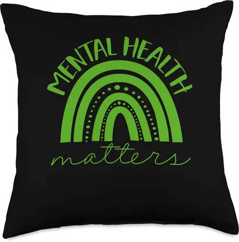 Vista 4 de Green Ribbon Mental Health Awareness Matters Throw Pillow