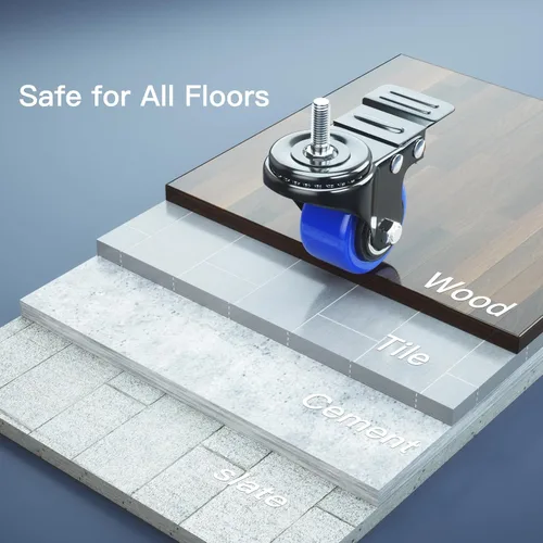 Vista 5 de Ruedas giratorias resistentes de 2 pulgadas con vástago roscado UNC 1/2 "-13 x 1 Azul