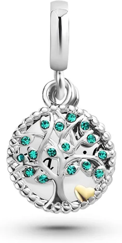 Vista 4 de TGLS Dijes de árbol de la vida familiar para abuela, mamá, hija, hermana, esposa, familia, cuentas de corazón dorado compatibles con pulseras Pandora