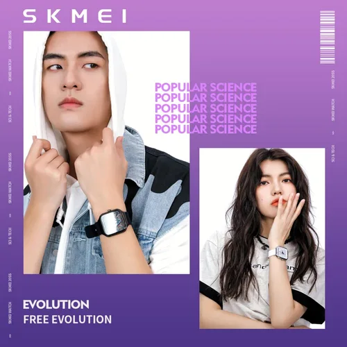 Vista 5 de SKMEI Relojes cuadrados para hombre, retroiluminación LED, pantalla grande, zona multihoraria, reloj deportivo digital para hombre analógico