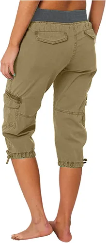 Vista 14 de Pantalones capri tipo cargo para mujer, ligeros, de secado rápido, atléticos, para verano, casuales, con bolsillos