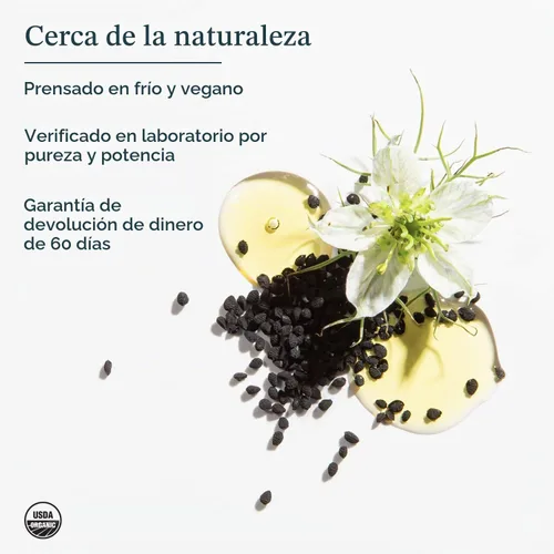 Vista 3 de HERITAGE STORE Cápsulas líquidas de aceite de semilla negra de 650 mg, suplemento de aceite Nigella sativa con timoquinona, Omega 3 6 9