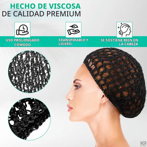 Vista 3 de KETAR 4 redes para el cabello para dormir, 5.5 x 7, gorra de malla viscosa Red para el cabello para prensa de seda; suave y cómoda para un uso
