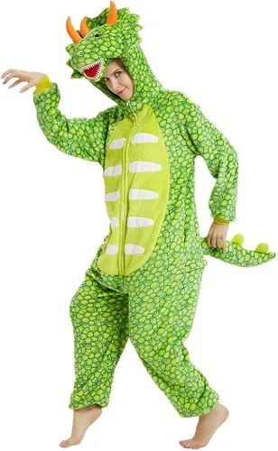 Vista 3 de Funnyparty Triceratops - Pijama de Halloween con diseño de animal disfraz de animal para adultos de una pieza unisex