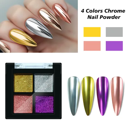 Vista 3 de MUSILAN - Juego de 2 esmaltes de uñas 3D de 0.53 oz y 4 colores cromados en polvo para uñas