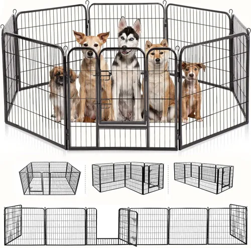 Vista 22 de BestPet Extensión de corral para perros 32 pulgadas, 2 paneles Corral resistente para mascotas con ejercicio de metal Paneles de cerca