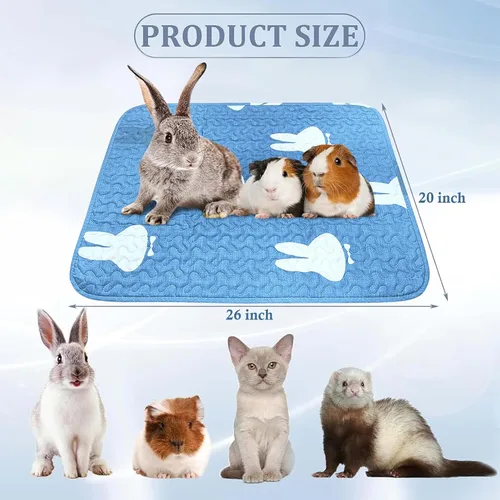 Vista 2 de kathson 2 forros para jaula de conejo, lavables, superabsorbentes, para conejillos de indias, animales pequeños, ropa de cama de forro polar
