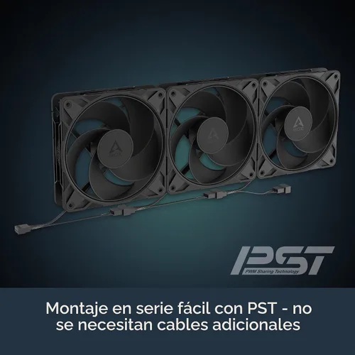 Vista 4 de ARCTIC P12 Pro Reverse – Paquete de 3 – Ventilador Premium de 120 mm con Flujo de Aire Inverso, Ventilador PWM con Splitter de Cable Y, 500-3000