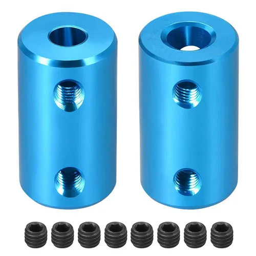 Vista 6 de TA-VIGOR Juego de 2 tornillos de acoplamiento de eje de 0.197 in a 0.197 in, conector de junta rígida de eje L20 x D12, aleación de aluminio