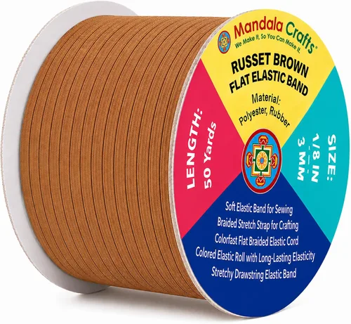 Vista 101 de Mandala Crafts 20 yardas 1/2 pulgada 0.472 in bandas elásticas beige