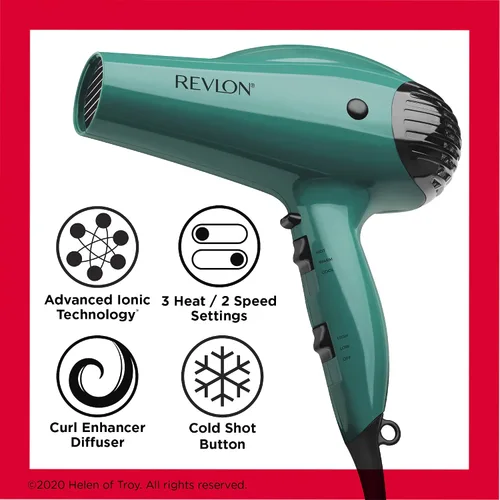 Vista 8 de Secador de pelo Revlon con booster de volumen 1875W para elevación y cuerpo voluminosos, (Verde)