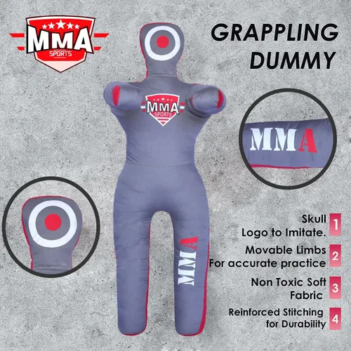 Vista 5 de MMA Deportes Brasileño JIU Jitsu Grappling Sumisión Lanzamiento Maniquí Punzonado Bolsa Pesada Kick Boxing Dummies SIN LLENAR Gris