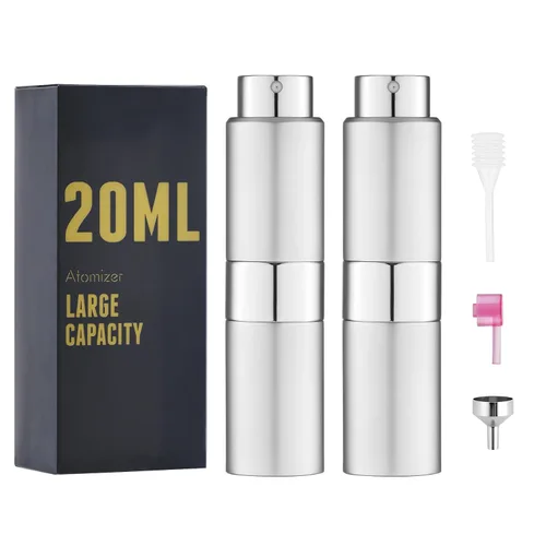 Vista 15 de Botella de perfume de viaje recargable 0.7 fl oz, atomizador de spray de colonia grande, negro