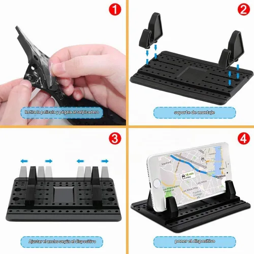 Vista 6 de FineGood Soporte de teléfono para coche con cepillo de ventilación de aire, soporte universal de silicona para teléfono celular para automóvil