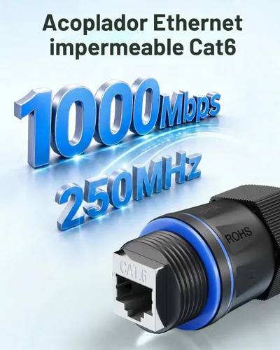 Vista 3 de VCELINK Acoplador RJ45 Impermeable IP68 Perfil Corto, Conector Ethernet Impermeable Blindado Cat6/Cat5E/Cat5, Extensor de Cable de Red LAN