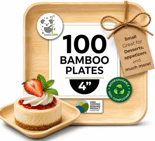 Vista 9 de KoalaLove - Platos de bambú desechables de hoja de palma de 2.5 pulgadas, platos compostables biodegradables, la mejor alternativa a los platos