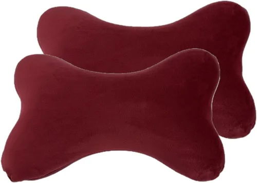Vista 9 de Paquete de 2 almohadas de cuello de viaje en forma de hueso de perro con funda extraíble lavable de espuma viscoelástica para automóvil, autobús