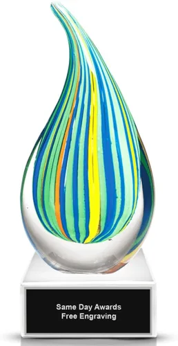 Vista 14 de Premio de Vidrio Artístico Soplado a Mano – Premio Elegante con Grabado Personalizado para Corporativo, Deportes, Jubilación, Reconocimiento