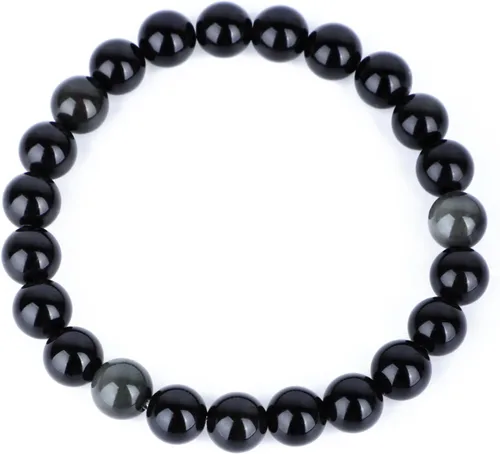 Vista 13 de AD Beads Pulsera elástica de cuentas redondas de piedras preciosas naturales, curación Reiki, 0.315 in Azul aguamarina