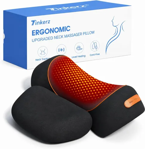 Vista 10 de Almohada masajeadora de cuello inalámbrica 3 en 1 con calor, vibración y Negro