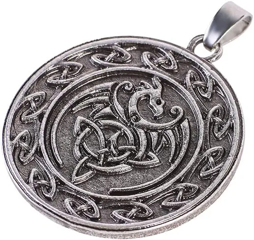 Vista 7 de Collar con colgante de constelación de dragón celta Capricornus y nudo celta 35mm pendant size Metal