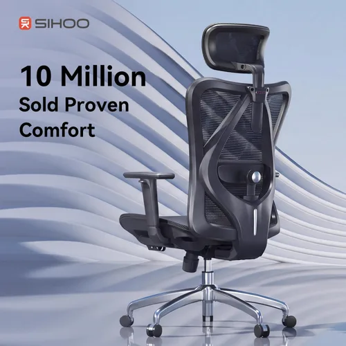 Vista 5 de SIHOO Silla de oficina ergonómica M57, silla de escritorio con respaldo de Negro