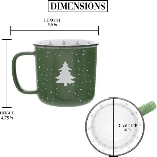 Vista 5 de Pavilion Gift Company - Modo festivo: taza de cerámica de 18 onzas, verde con acabado moteado, taza de café duradera de pared gruesa