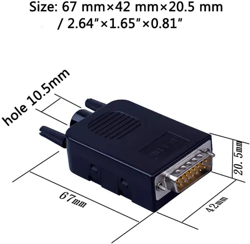 Vista 5 de Adaptador macho de terminal DB15 sin soldadura RS232 a 15 pines
