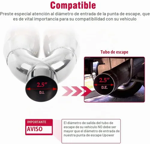 Vista 2 de Caño de escape doble de 2,5 pulgadas