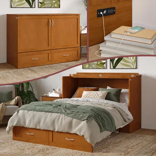 Vista 23 de AFI, Hamilton Twin XL Murphy - Cómoda de cama con colchón y cajón de 6 pulgadas, color gris