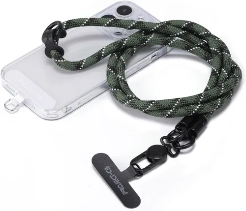 Vista 16 de 1 cordón para teléfono, 2 lengüetas para teléfono, cordones para teléfono celular alrededor del cuello, cordón de cuerda, correa universal ajustable