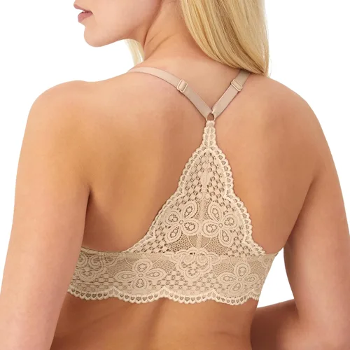 Vista 2 de Maidenform Women's Racerback Bra with Shaping & Support, One Fab Fit Underwire Bras for Women, Lightly Lined, Front Close Almendra/Perla