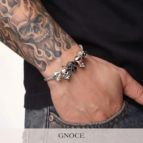 Vista 3 de GNOCE Pulsera de cadena de serpiente de acero inoxidable con regalo de seguridad para mujer 6.3 in