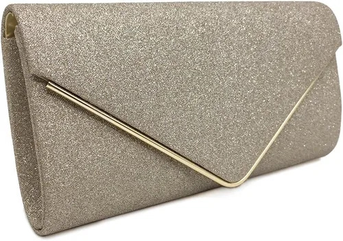 Vista 4 de Bolso de noche brillante para mujer, bolso de mano para boda, bolso de novia, bolso de fiesta con cadena desmontable, plateado