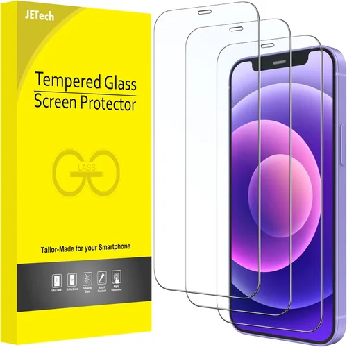 Vista 13 de JETech Protector de pantalla de cobertura completa para iPhone 12 Pro Max de 6.7 pulgadas, película de vidrio templado con herramienta de fácil