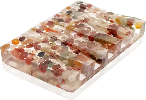 Vista 12 de Jabonera rectangular hecha a mano con piedras para decoración de ducha y baño, bandeja de jabón natural para mantener el jabón seco, accesorios