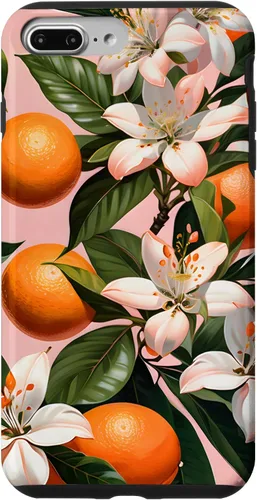 Vista 12 de Carcasa para iPhone 17 con diseño de flores de naranja sobre fondo rosa