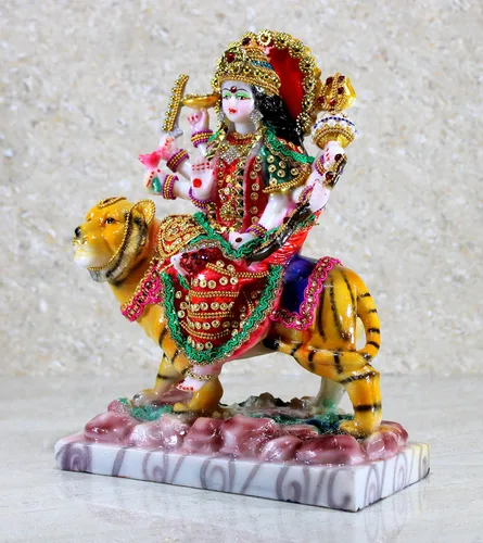 Vista 5 de Esplanade Maa Durga MATA Rani Murti - Estatua de ídolo para mandir del hogar, resina, 10 pulgadas, multicolor
