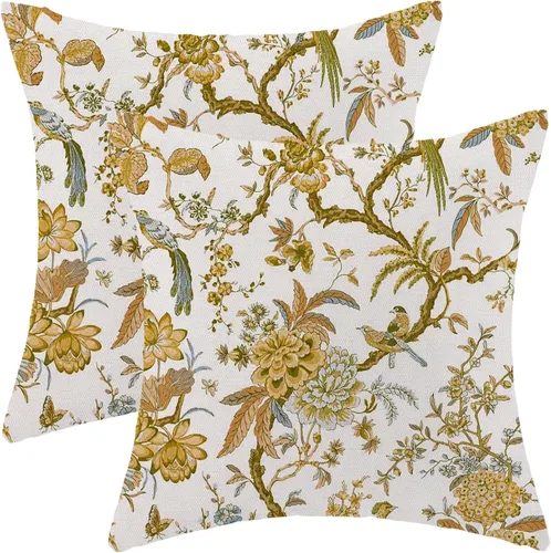 Vista 10 de CXMEIFLY Juego de 2 fundas de almohada de hojas florales de primavera de 16 x 16 pulgadas, para decoración de flores chinoiserie, almohadas