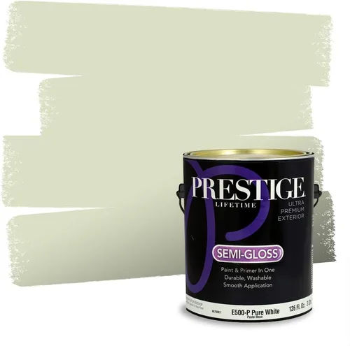 Vista 131 de Prestige Paints - Pintura exterior e imprimación en uno, 1 galón, plano, compatibilidad comparable con el color menta «Whipped Mint» de Behr