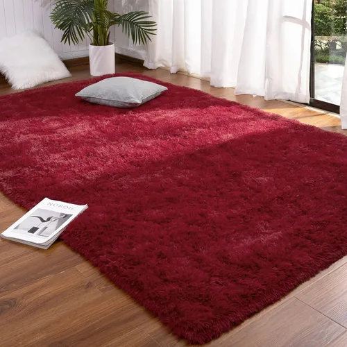 Vista 17 de DETUM Alfombra pequeña de 2 x 3 pies para dormitorio, Kicthen entrada, pasillo, lavable, antideslizante, color borgoña, alfombras de felpa